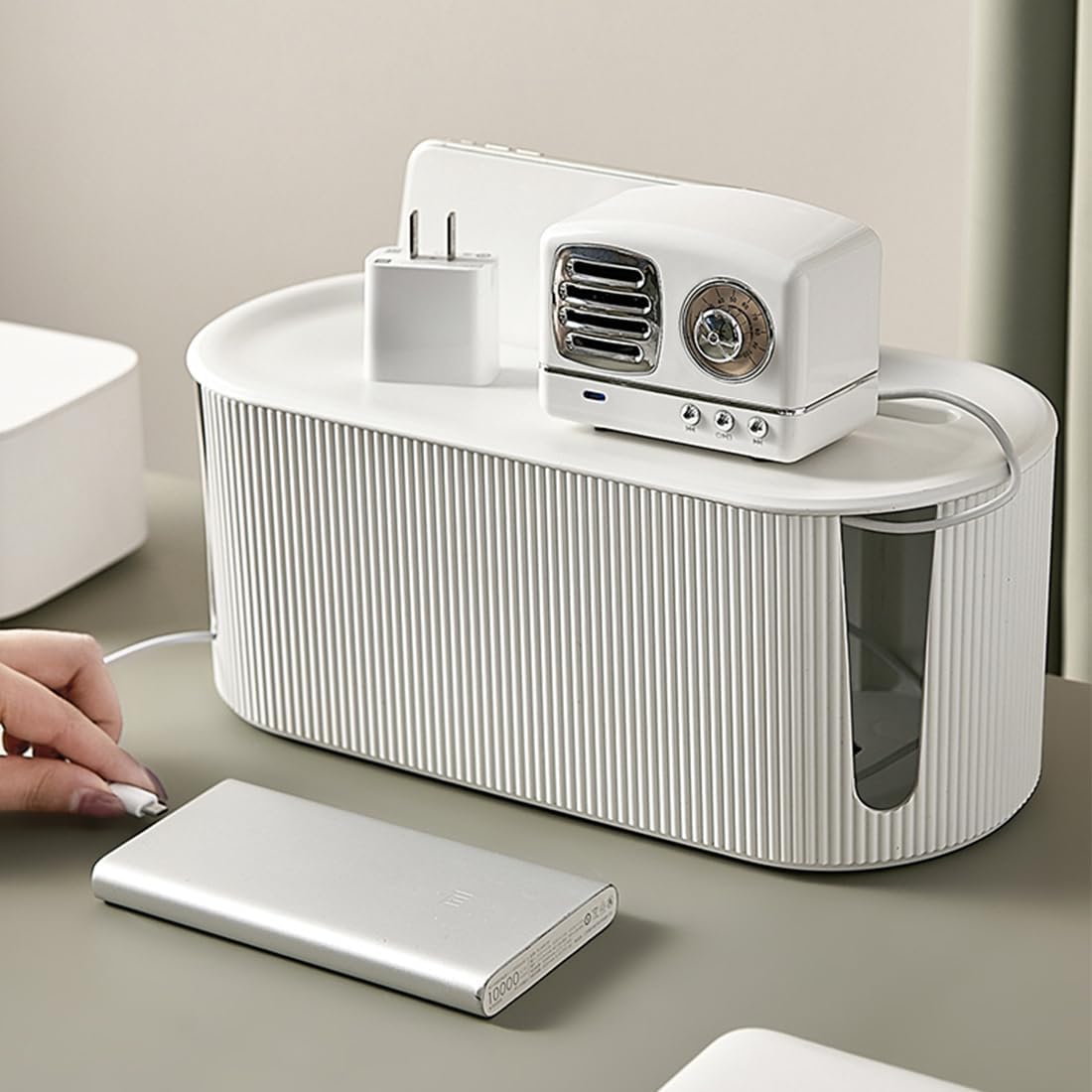 High-Capacity Cord Organizer Box Nordic Style Cord Box Socket Storage with Cover - Image 5