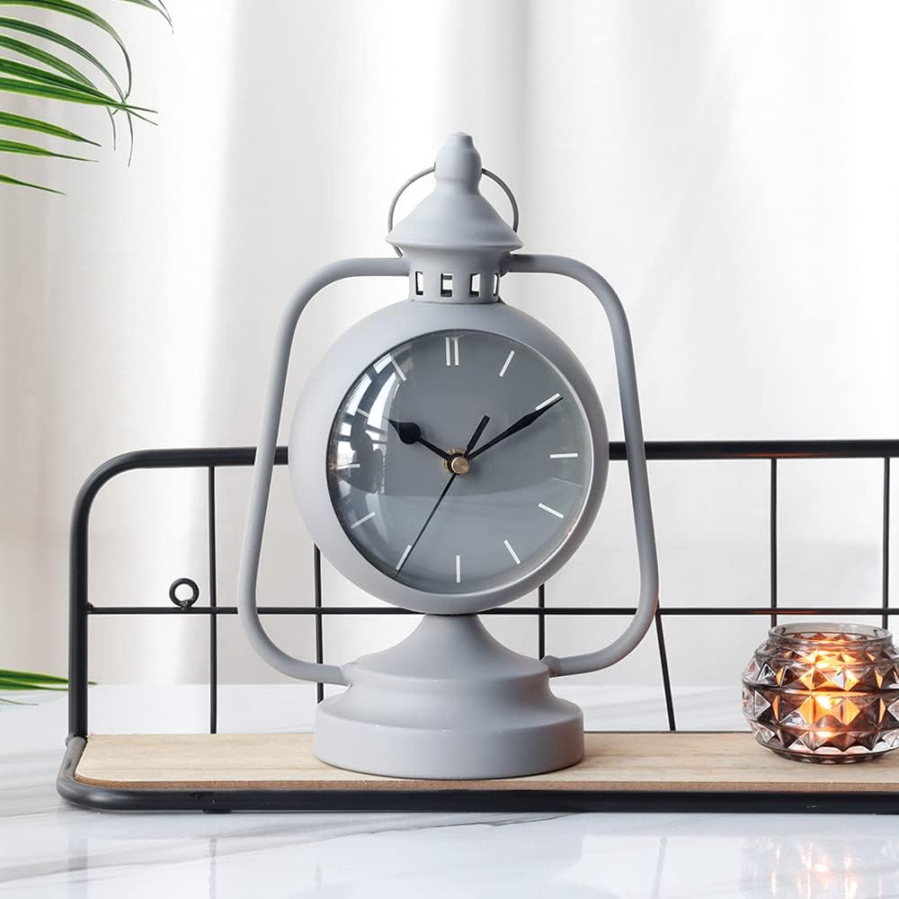 Metal Clock Non Ticking Simple Modern Desk Clock 29cm High Vintage Table Clock - Image 3