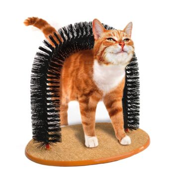 Self Grooming Cat Arch, Cat Scratcher Toys, Cat Brush for Grooming with Cat