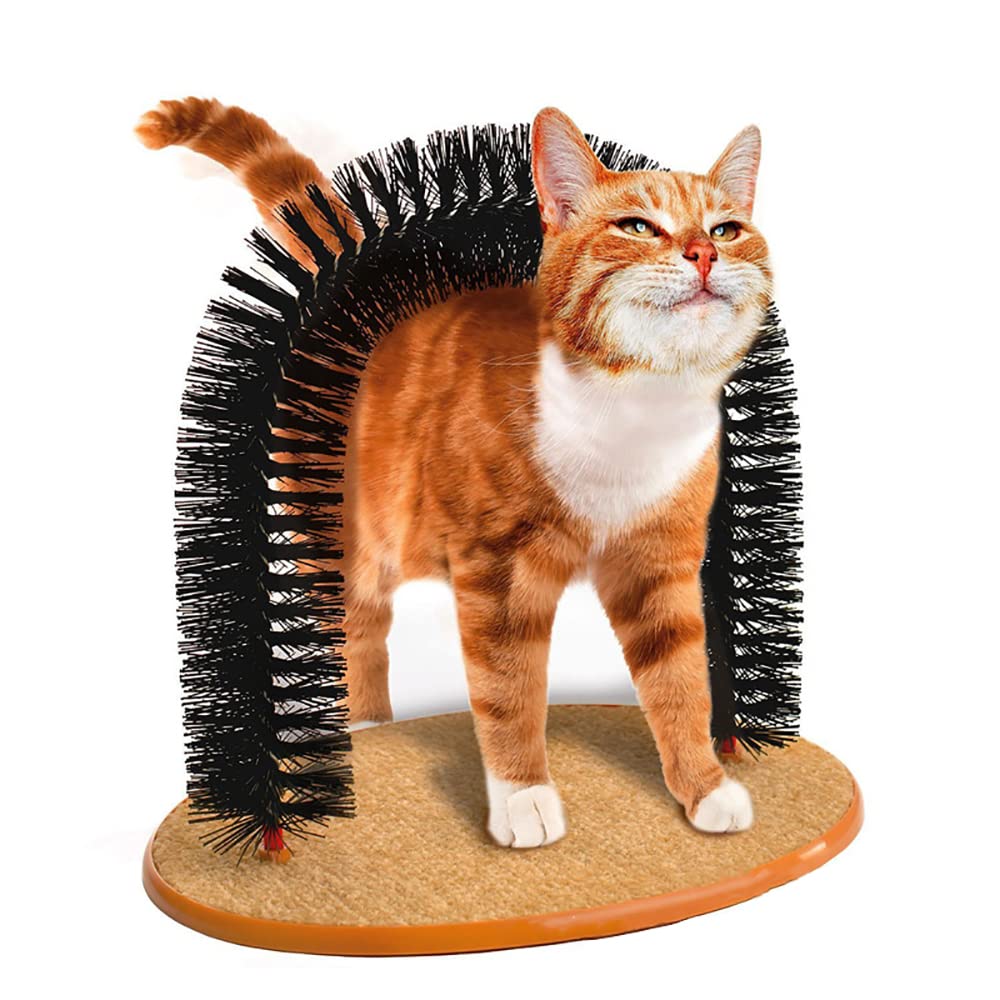 Self Grooming Cat Arch, Cat Scratcher Toys, Cat Brush for Grooming with Cat