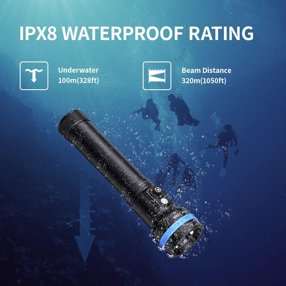 2500 Lumens Scuba Dive Light Waterproof Diving Torch Submarine Diving Lights - Image 5
