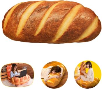 3D Simulation Bread Pillow, Plush Stuffed Food Lumbar Back Cushion,Soft 3D