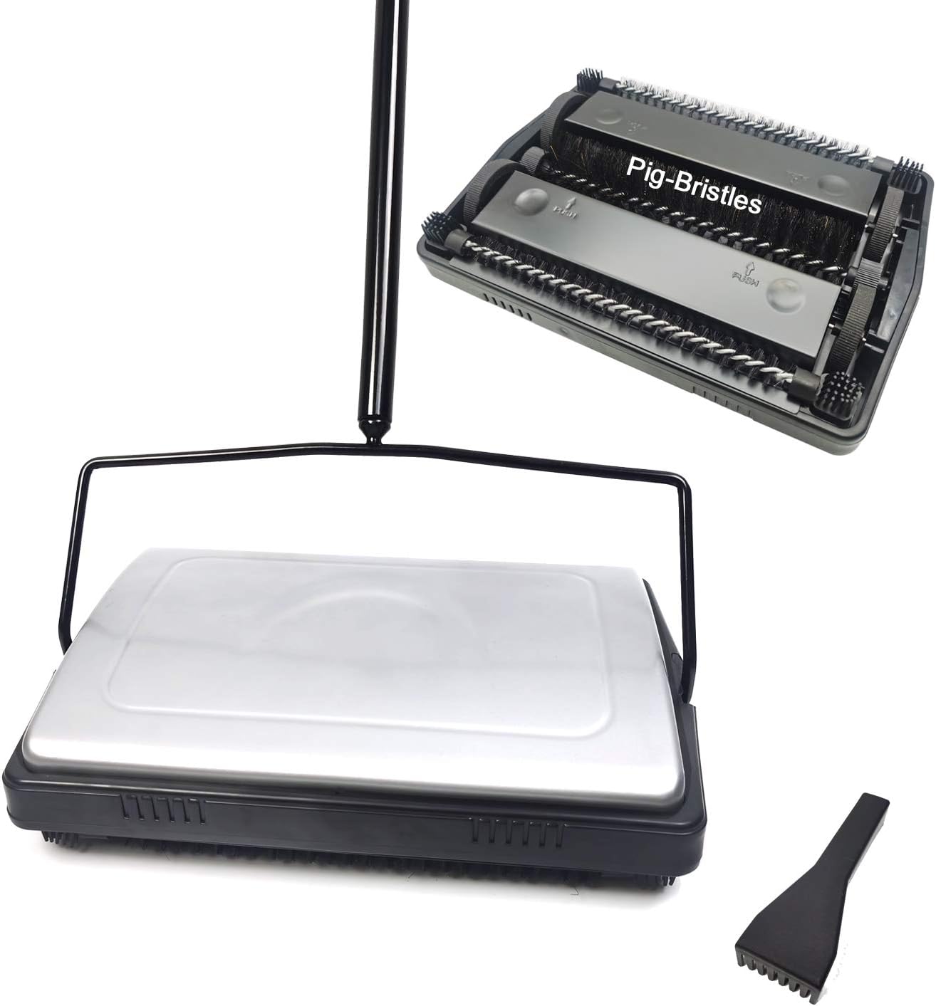 Quiet Carpet Sweeper, Floor Sweeper with Pig-Bristles, Suitable for Carpet