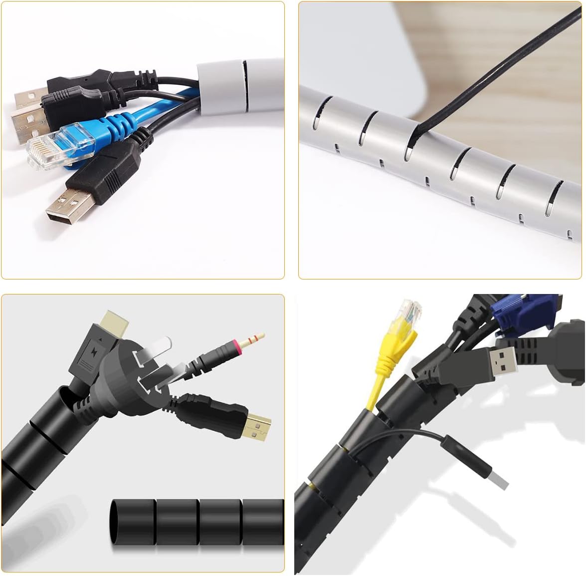 Cable Sleeve Easy Wrap,Cable Management Sleeve,Under Desk Cord Organizer - Image 3