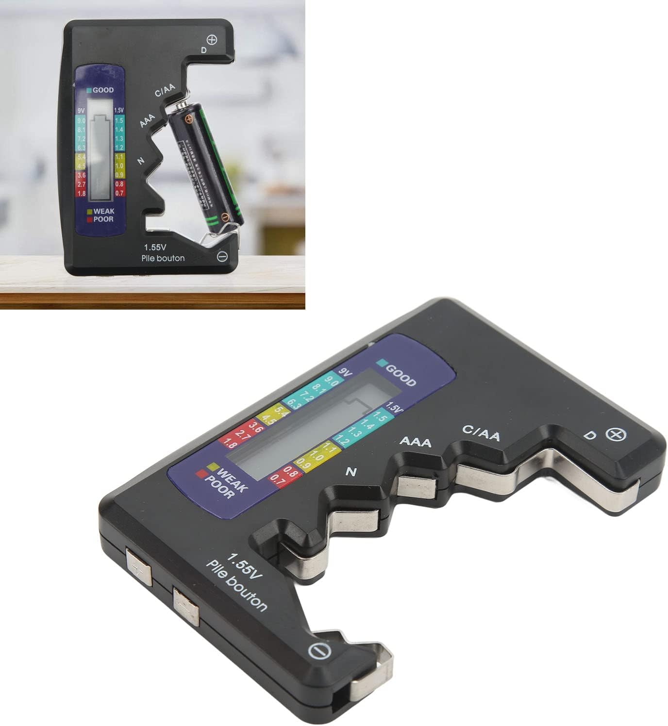 Universal Battery Tester, Professional ABS Digital Battery Capacity Meter AA AAA - Image 2