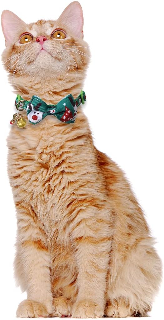 Christmas Cat Collar Breakaway with Bow Tie and Bell for Kitty Adjustable Safety - Image 5