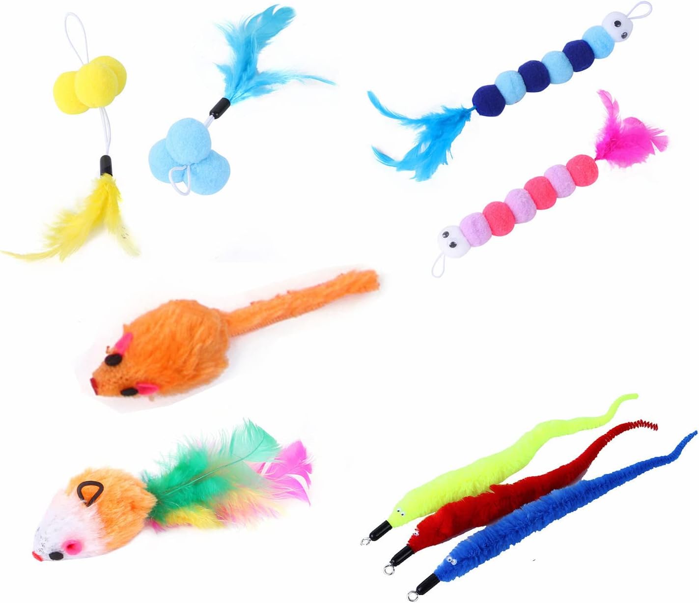 6 Pcs Hanging Door Cat Toys Kitten Teaser Feather, Kitten Toys, Retractable Cat - Image 8