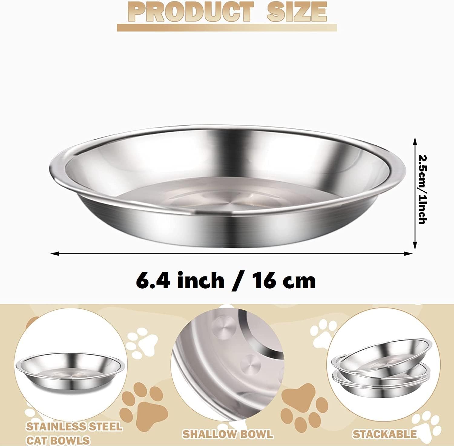 12 Pcs Stainless Steel Cat Bowls Shallow Food Metal and Water Dish - Image 2