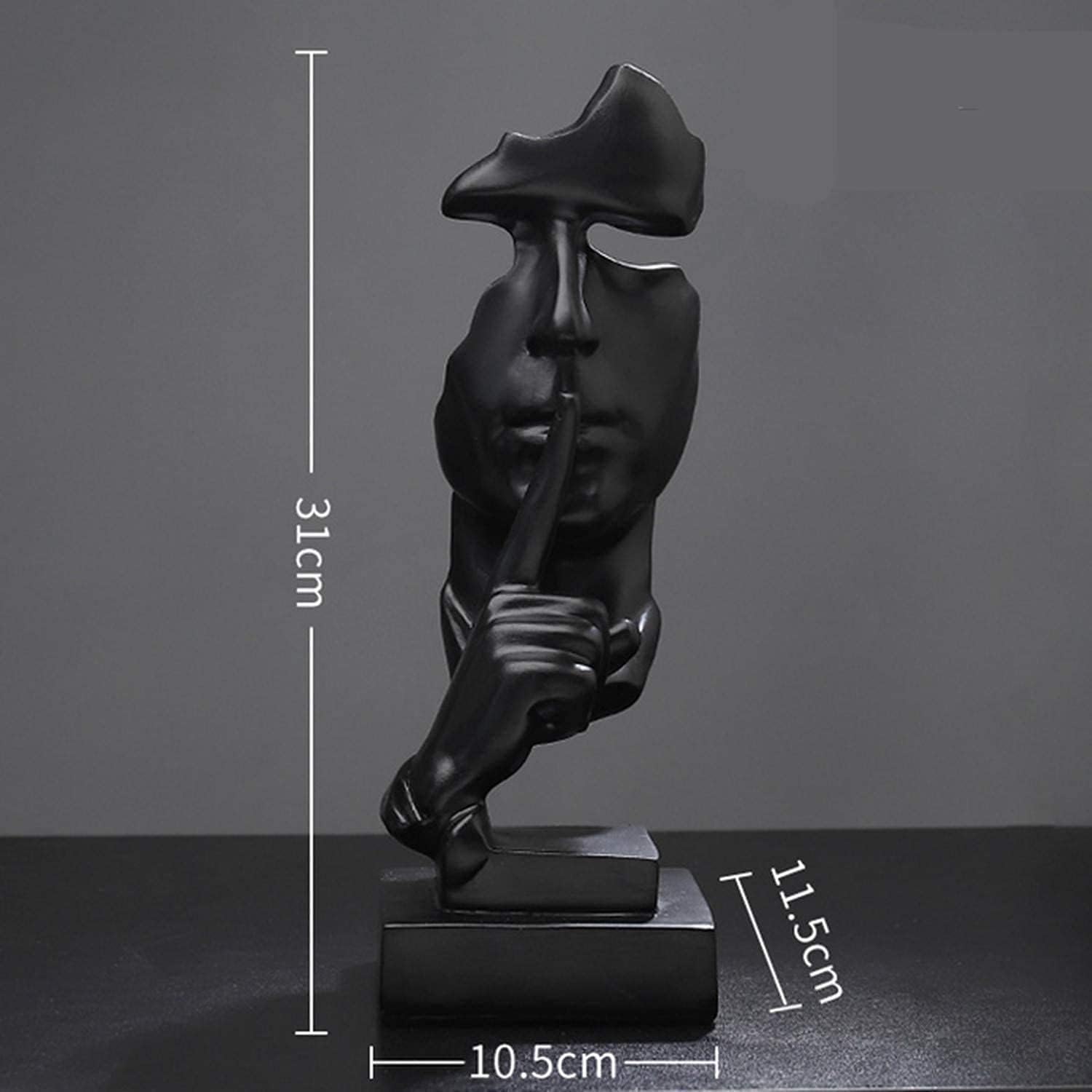 Thinker Statue, Silence is Gold Abstract Art Figurine, Modern Home Resin - Image 3