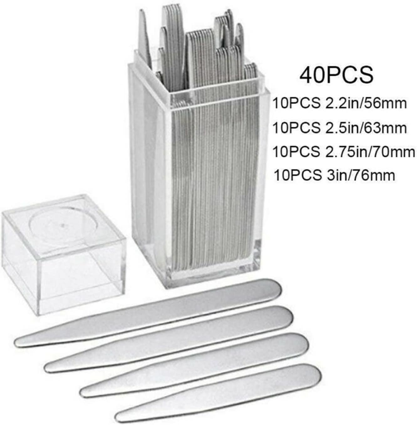 40pcs 4 Sizes Stainless Steel Collar Stays Support Dress Shirt Collar - Image 6