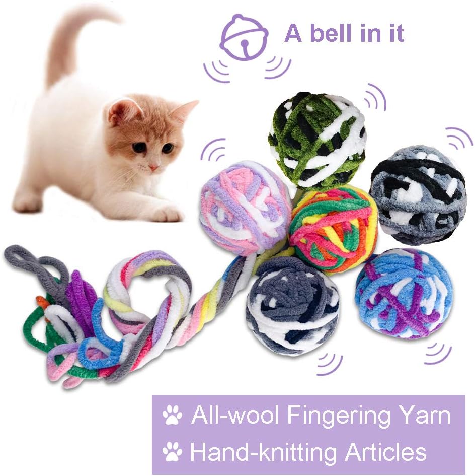Cat Toy Balls - 5 PCS Colorful Yarn Cat Balls Built-in Bell Cat Toys Interactive - Image 4