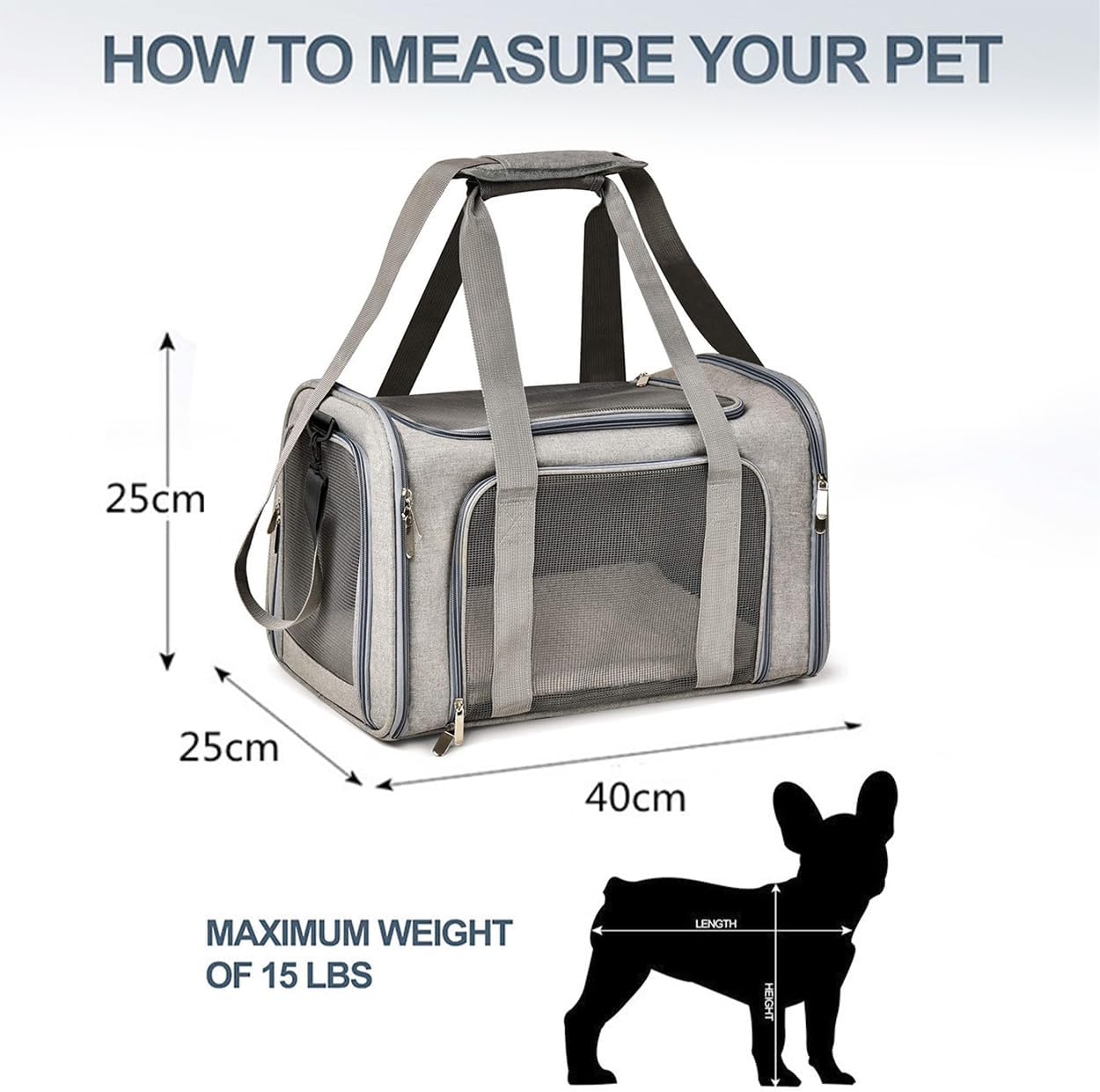 Cat Carrier Dog Carrier Pet Carrier Portable Dog/Cat Carrier Bag with Mesh - Image 2