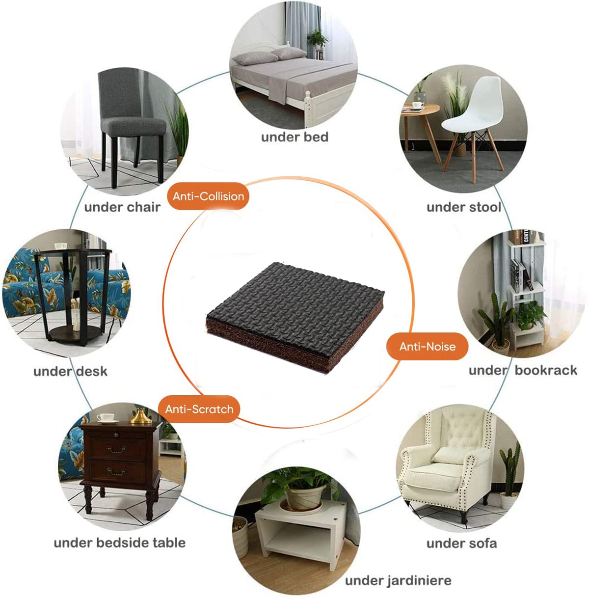 Non Slip Furniture Pads 20 PCS - 2" Premium Furniture Mat- Rubber Pads Furniture - Image 2