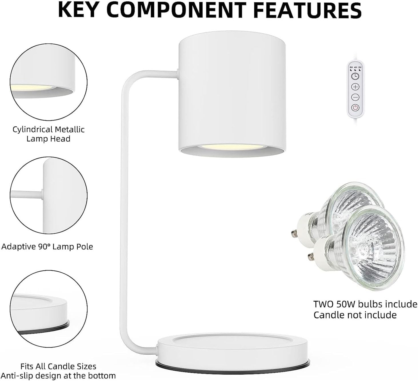 Candle Warmer Lamp Metal,Dimmable Candle Lamp Warmer with Timer Compatible - Image 2