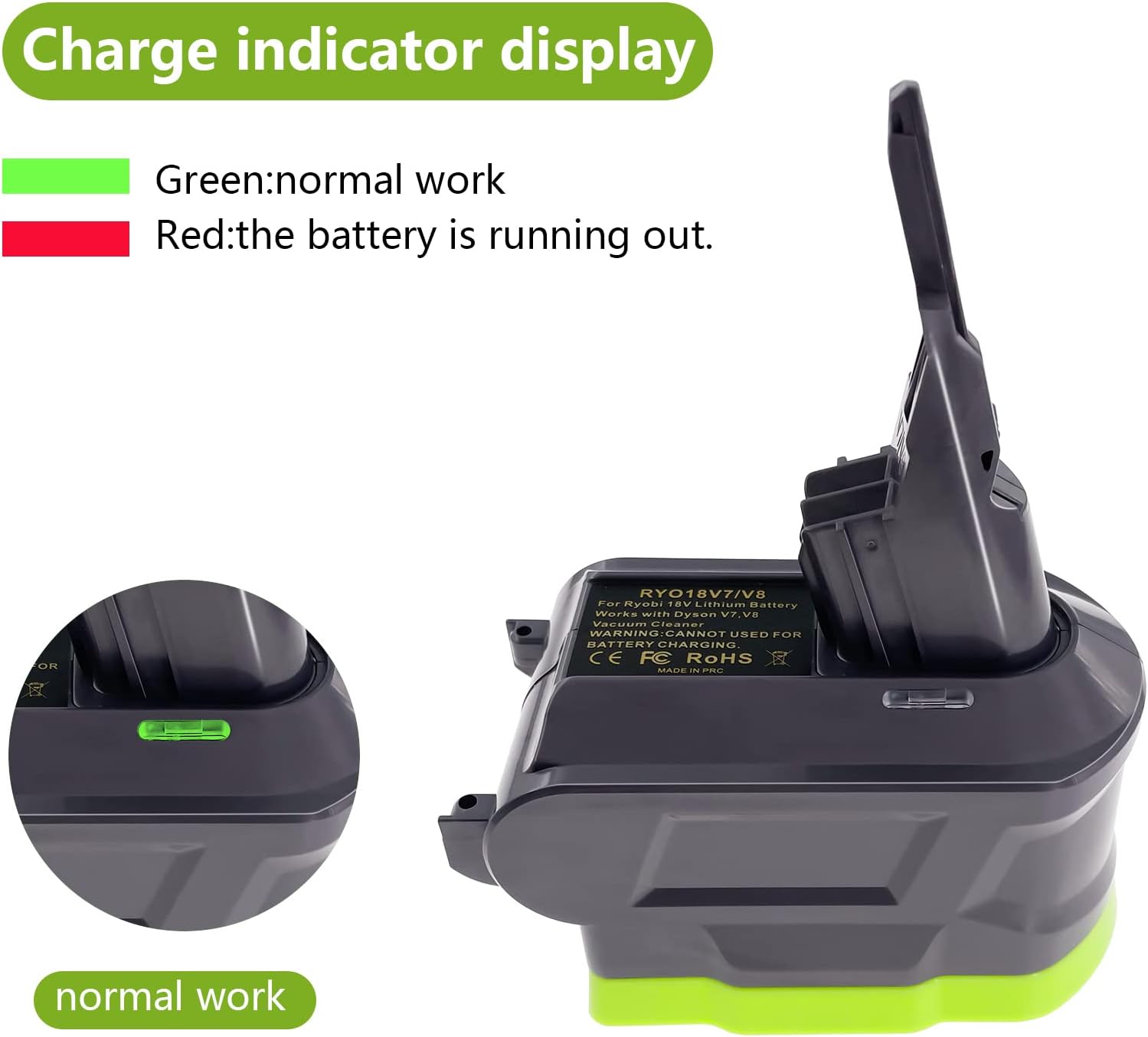V7/V8 Battery Adapter, for Ryobi 18V ONE+ Battery Work for Dyson V7+V8 Series - Image 4