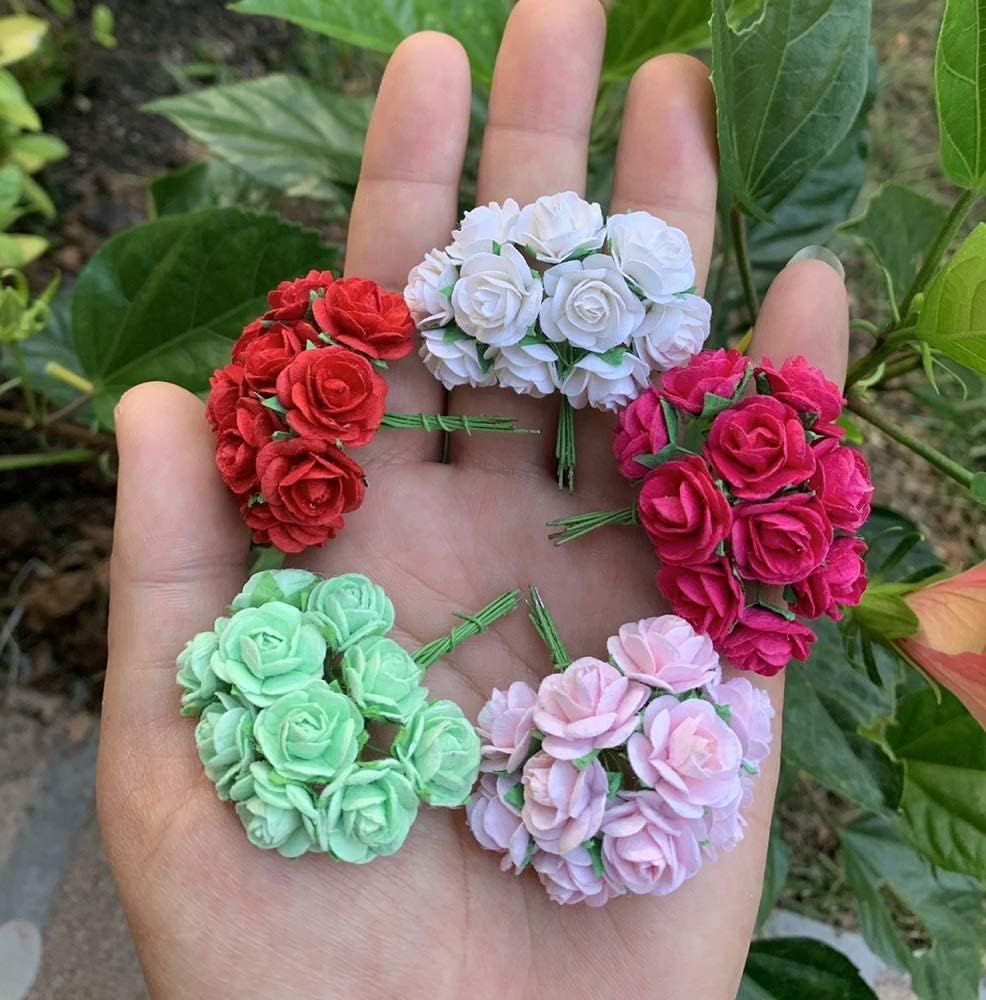 100 Mixed Color 10mm Artificial Mulberry Paper Rose Flower Wedding Scrapbook - Image 4