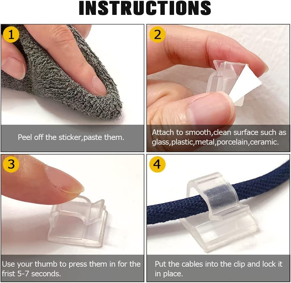 50 Packs Wire Clips Adhesive Cable Clips Cable Holder Wire Management - Image 3