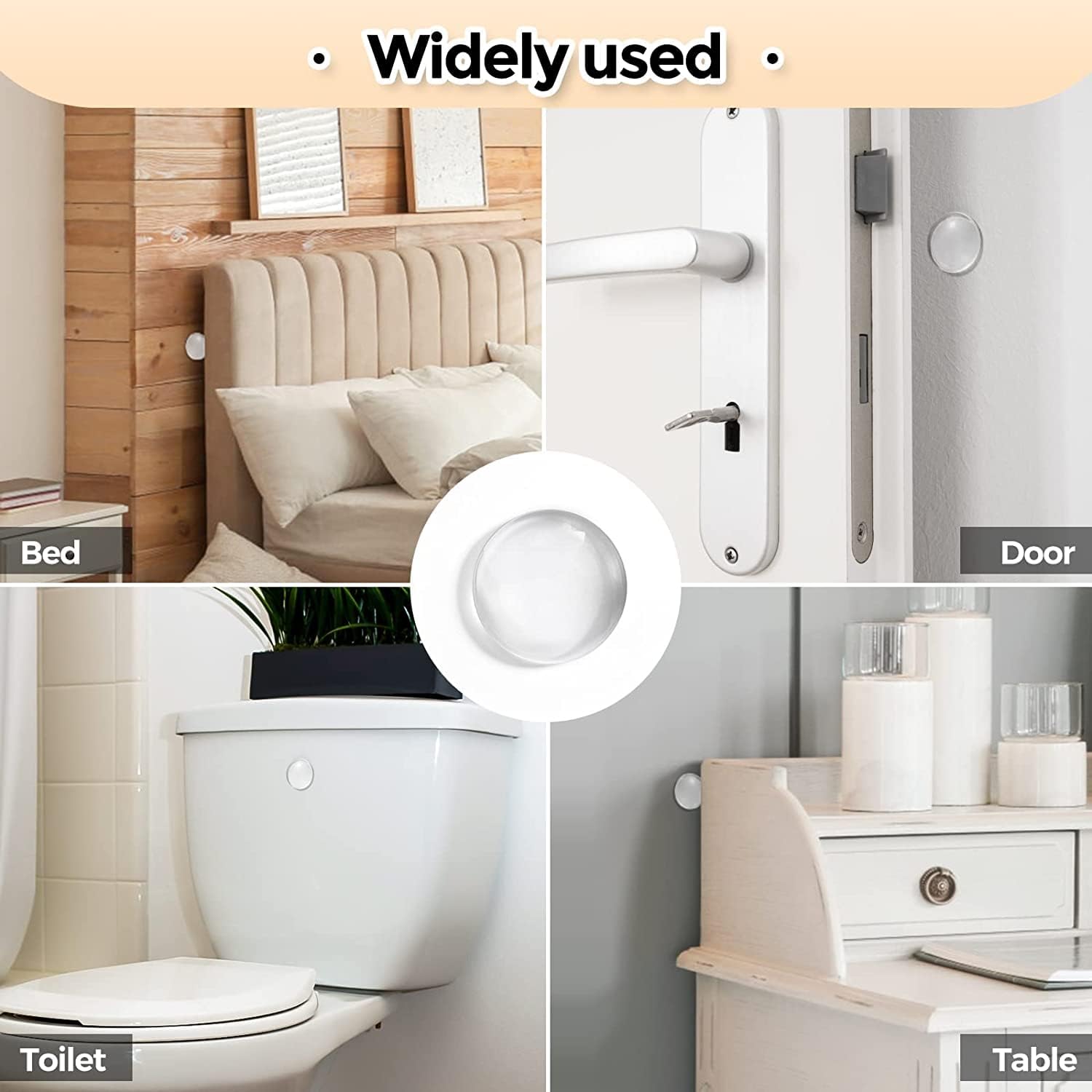 Door Stopper Wall Protector,Adhesive Silicone Reusable Bumper Protector Clear - Image 4