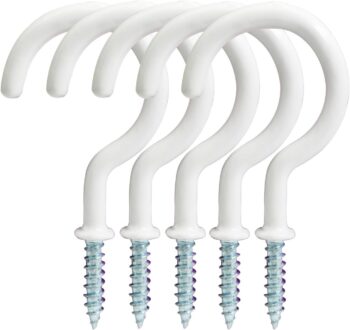 25 Pack 2.9 Inches Vinyl Coated Steel Metal Ceiling Hooks, Screw-in Hangers