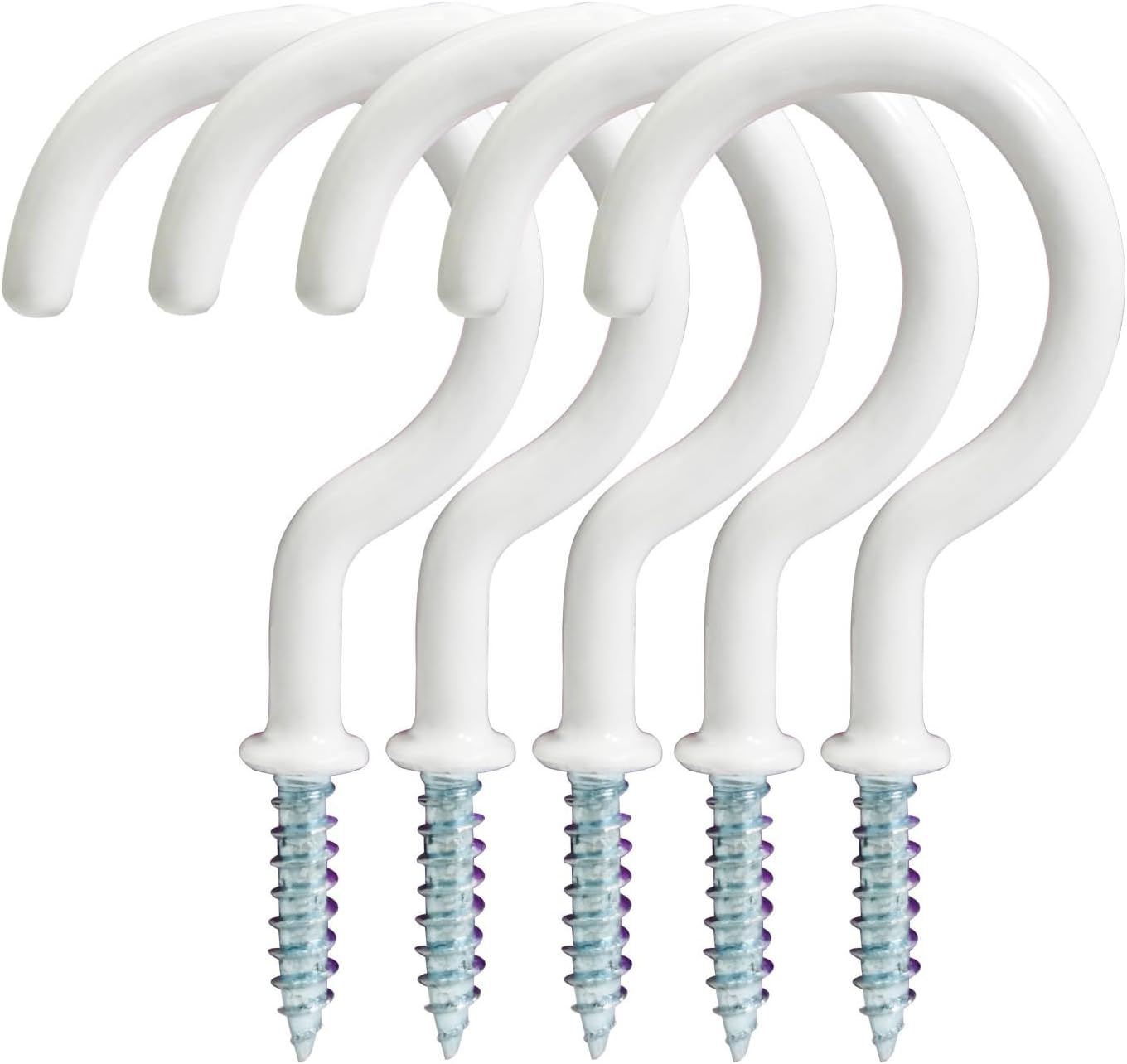 25 Pack 2.9 Inches Vinyl Coated Steel Metal Ceiling Hooks, Screw-in Hangers