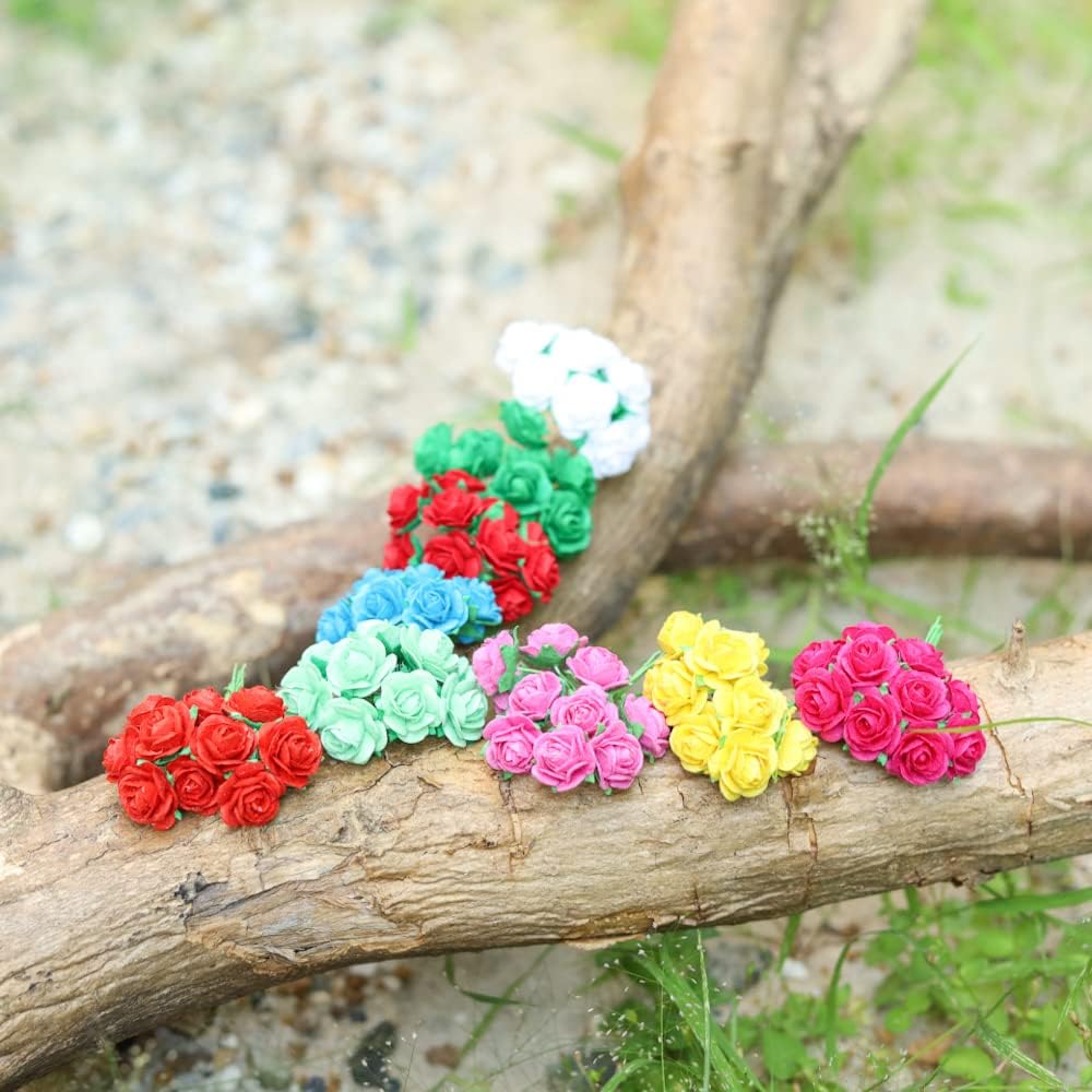 100 Mixed Color 10mm Artificial Mulberry Paper Rose Flower Wedding Scrapbook - Image 3