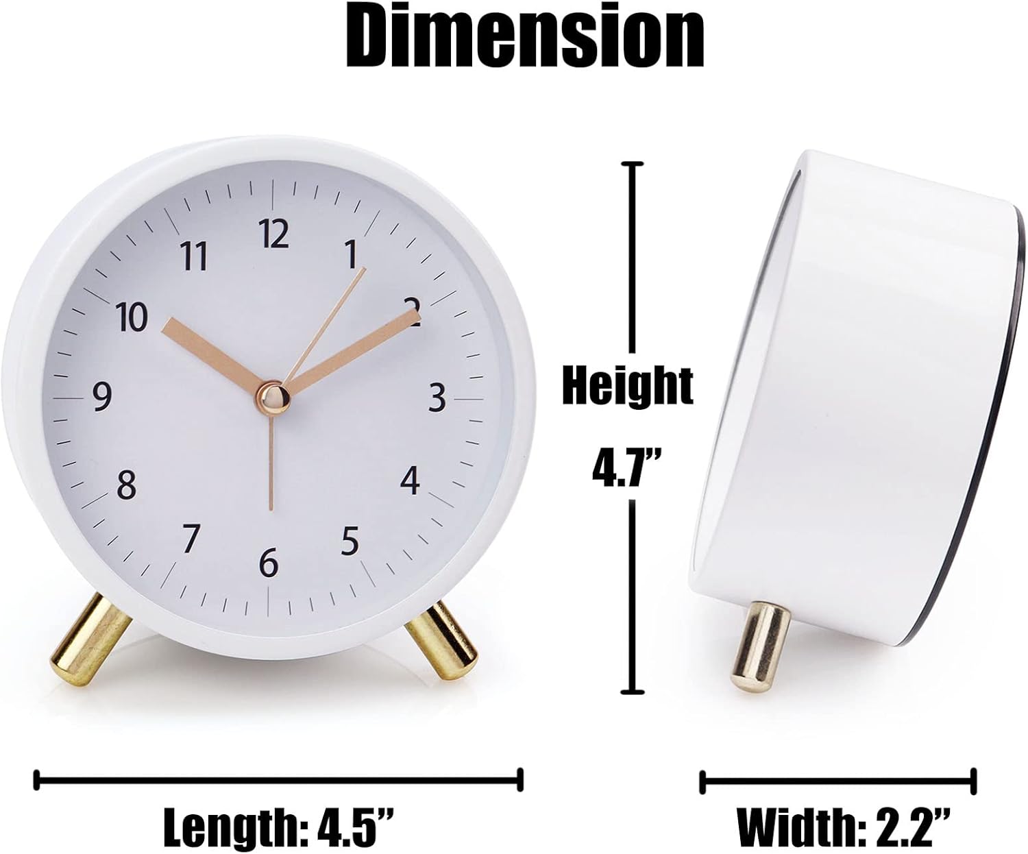 Alarm Clock 4.5" Bedside Analog Alarm Clock for Bedroom Battery Operated Round - Image 5
