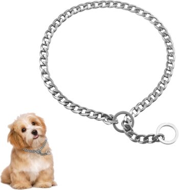 Chain Dog Training Choke Collar, Adjustable Stainless Steel Chain Slip Collar