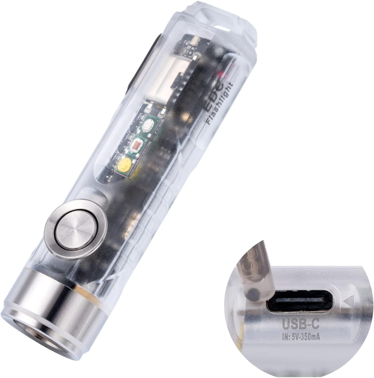 USB C Keychain Flashlights Rechargeable, 650 Lumens 6500K Cool White