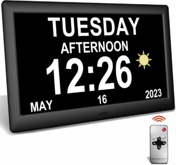 Alarm Clocks 10 Inch, 12 Electronic Calendar Day Date Large Clock