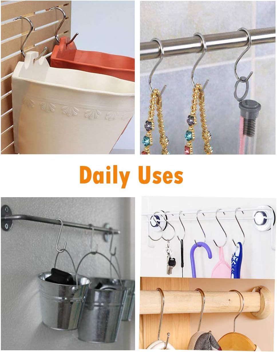 Stainless Steel S Shaped Hooks Hangers, Heavy Duty S Hooks, 20PCS Multipurpose - Image 7