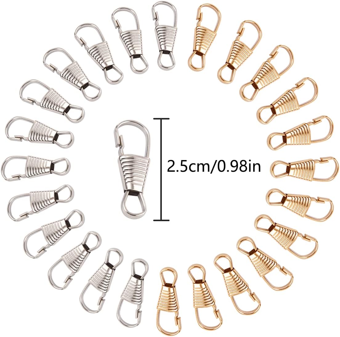 Spring Hooks, 100 PCS Gold & Silver Metal Lanyard Hooks Snap for ID Card, Key - Image 2