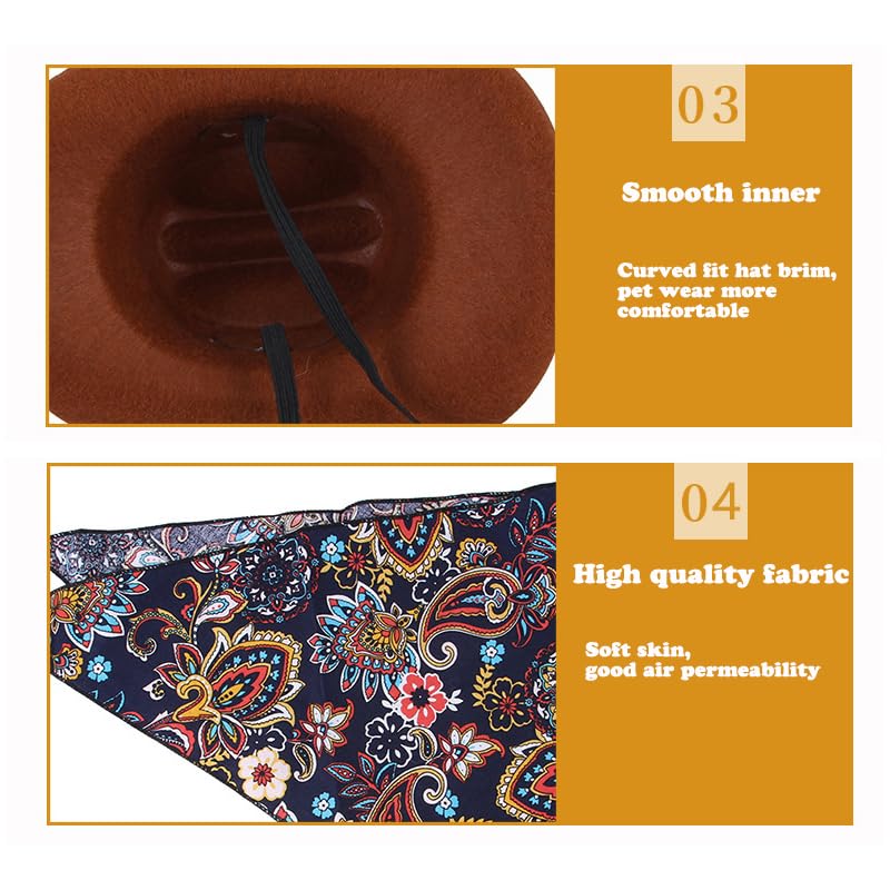 Pet Cowboy Hat and Bandana Scarf - Western Cowboy Costume Accessories - Image 5