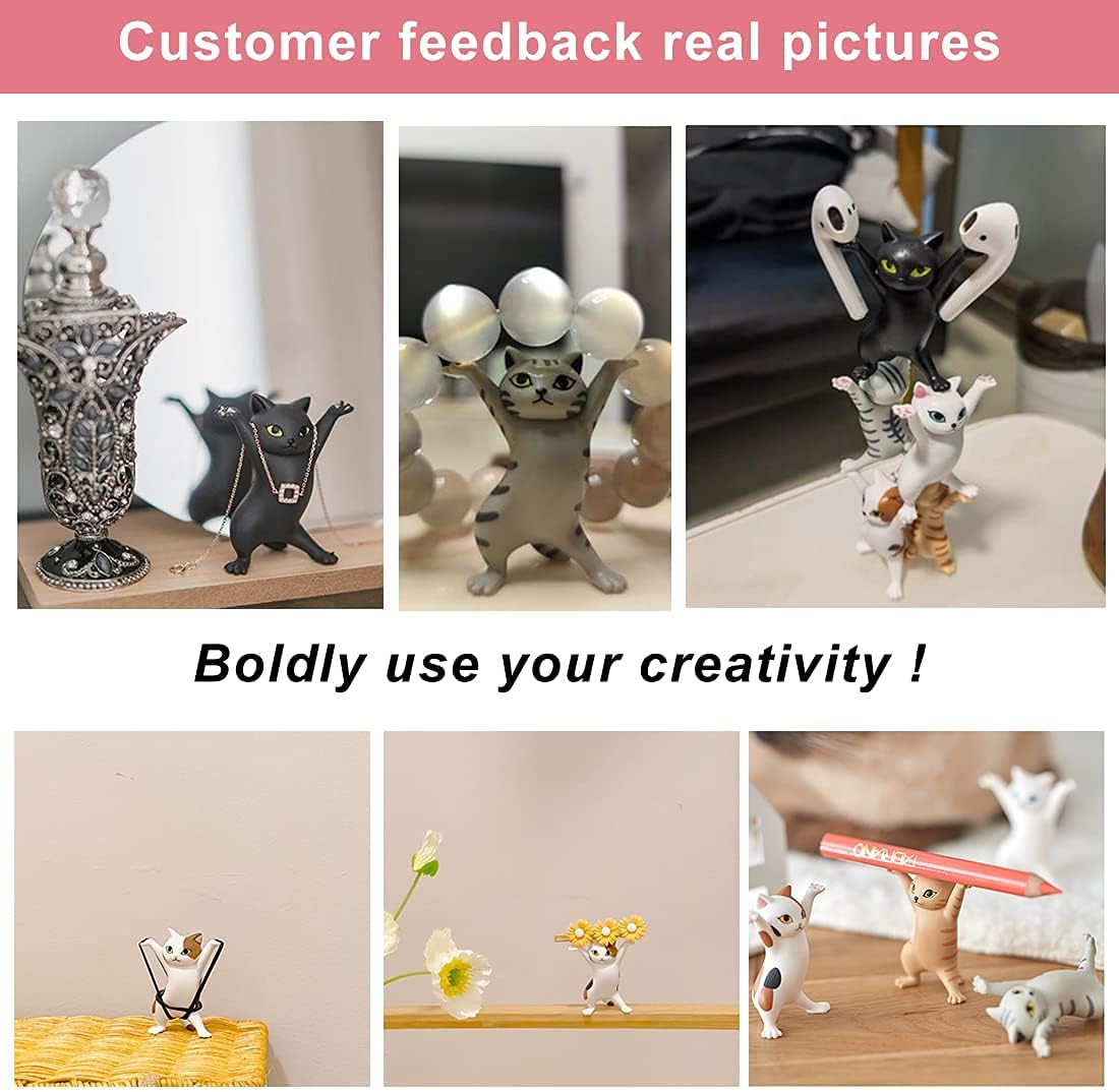 5-PCS Funny Cat Pen Holder Dance Cat Figure Cat Headphone Cat Stand for Kids - Image 5