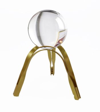 Modern Abstract Art Crystal Ball with Gold Iron Stand Decorative Ornaments