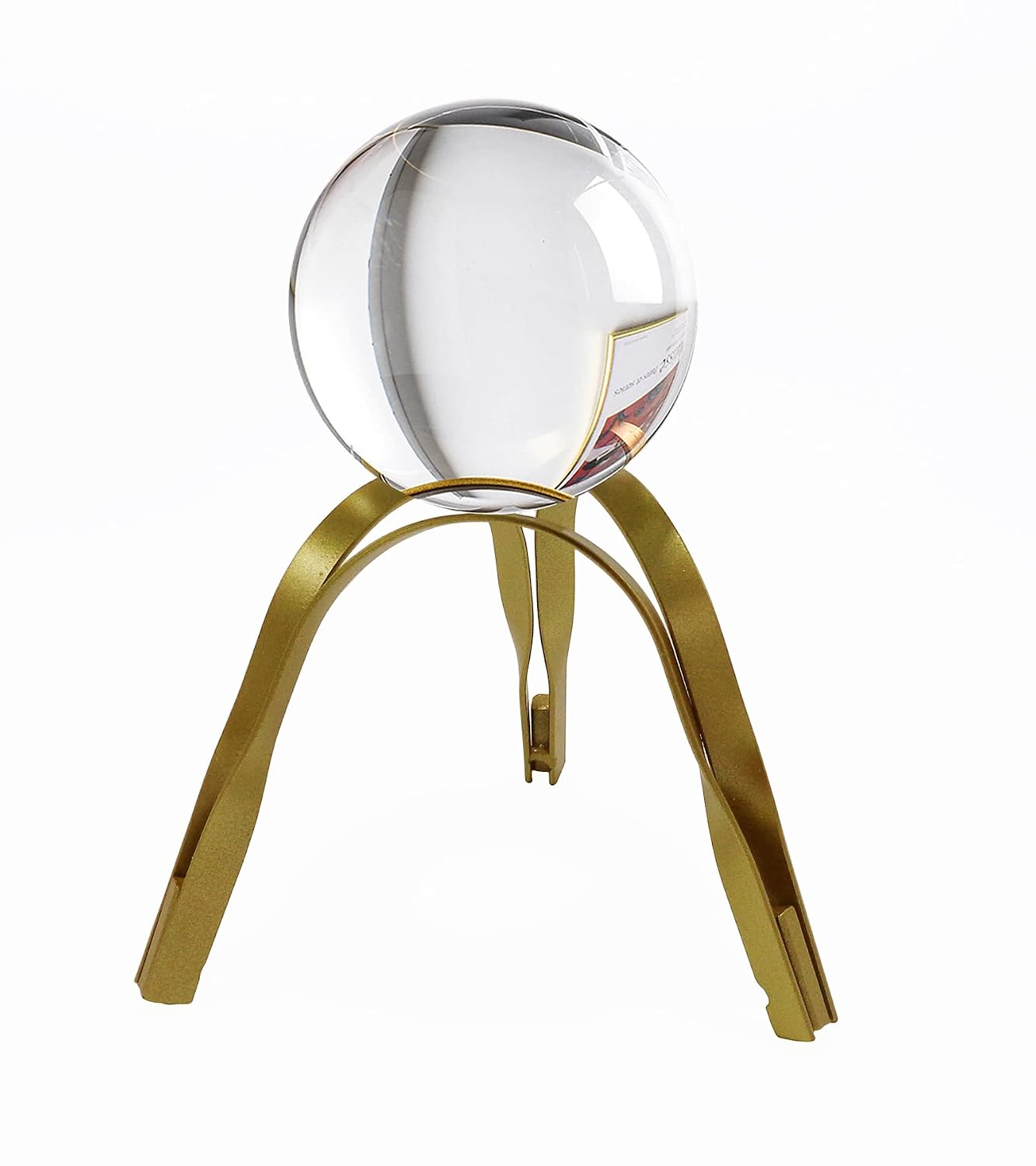 Modern Abstract Art Crystal Ball with Gold Iron Stand Decorative Ornaments