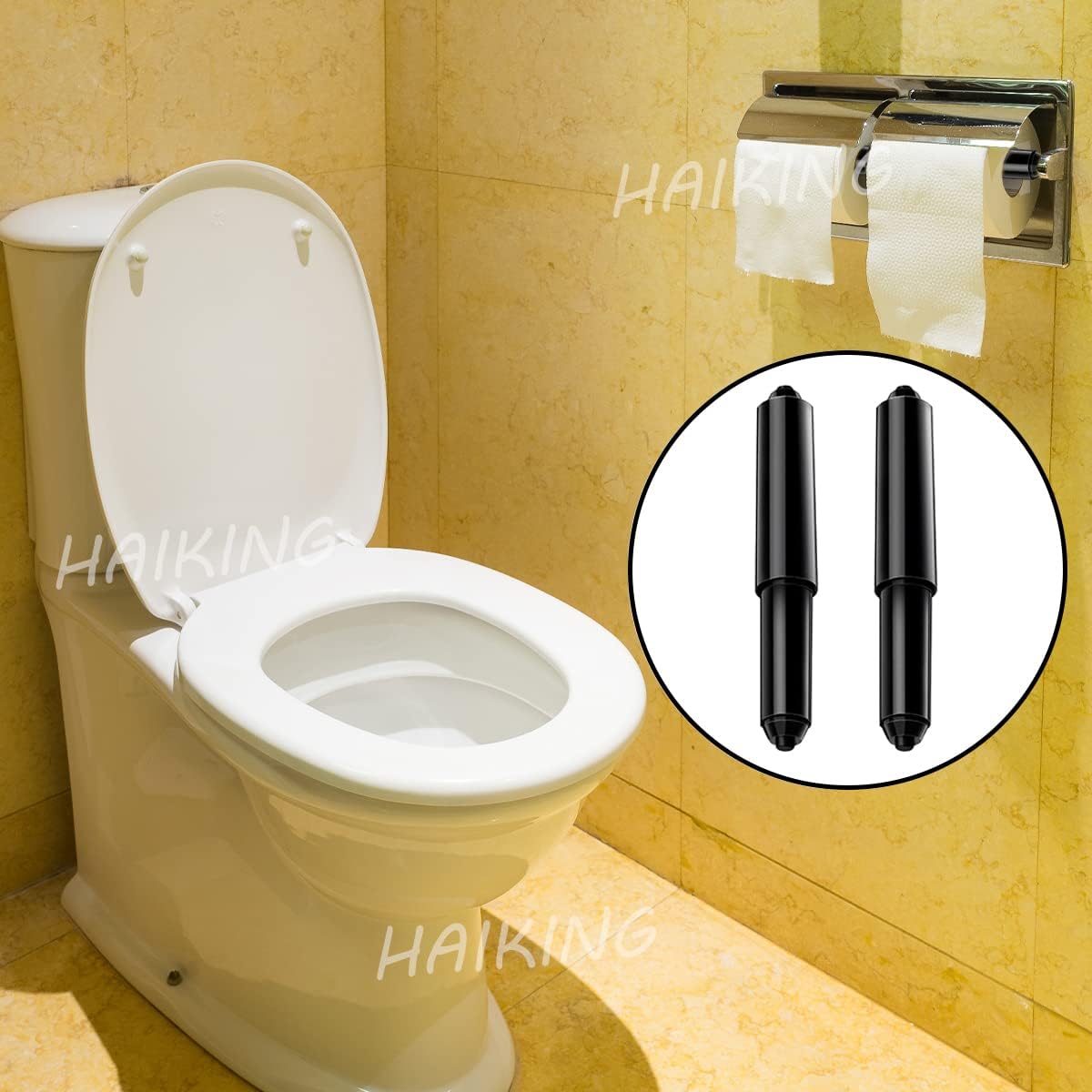 Toilet Paper Holder Roller, 2 Pcs Black Replacement Plastic Spring Loaded Insert - Image 7
