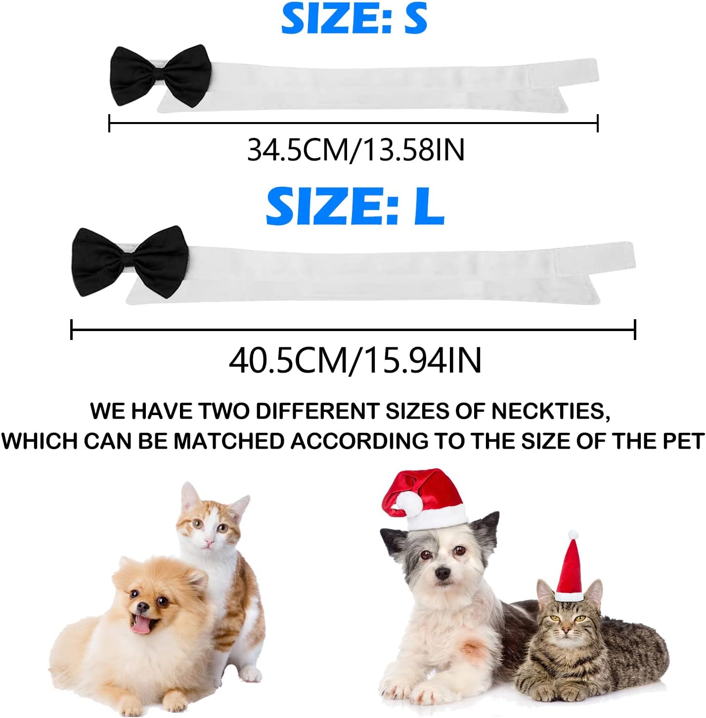 Bow Tie Pets Dog Cat Adjustable Formal Collar Neck Tie Tuxedo (Black-S) - Image 2