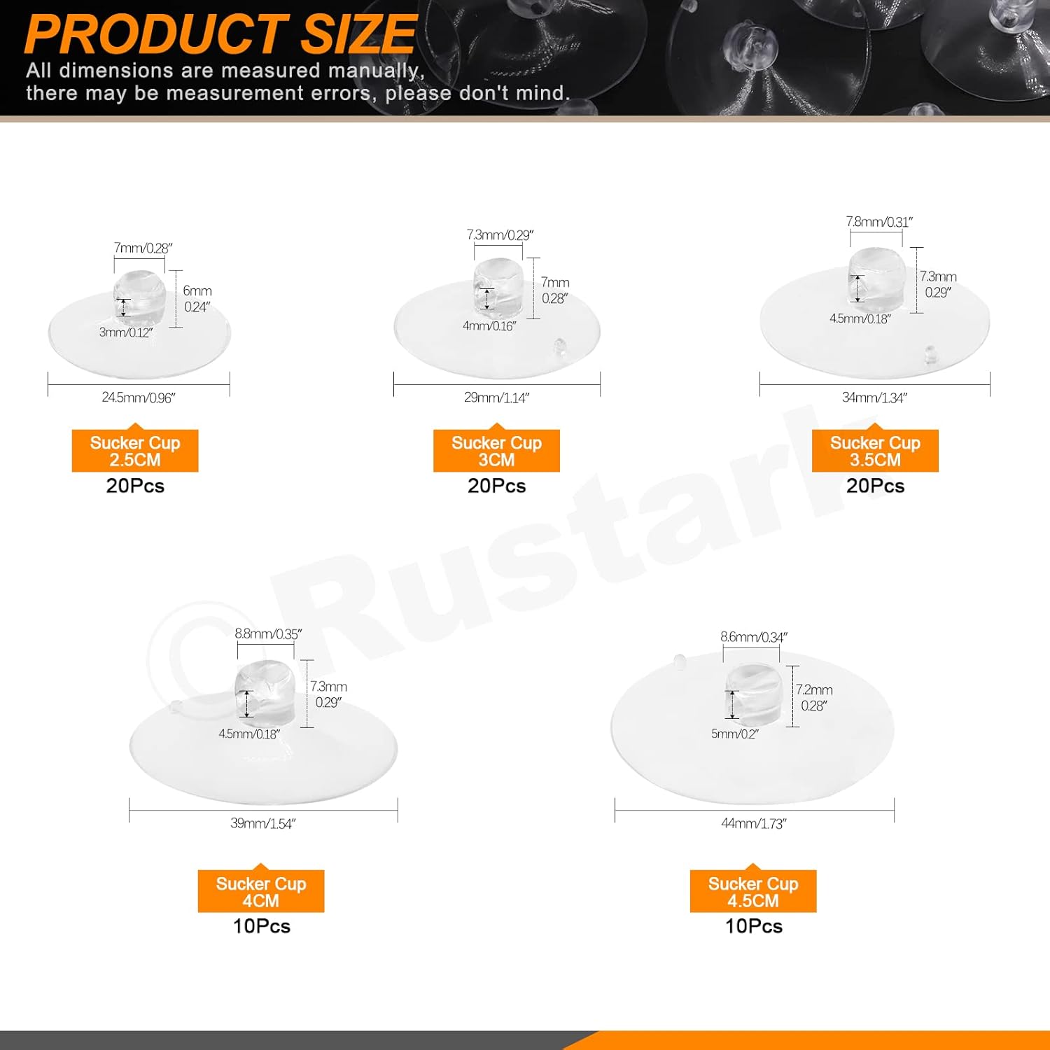 80Pcs 5 Sizes Clear Rubber Suction Cups Set Transparent Anti-Collision Sucker - Image 2