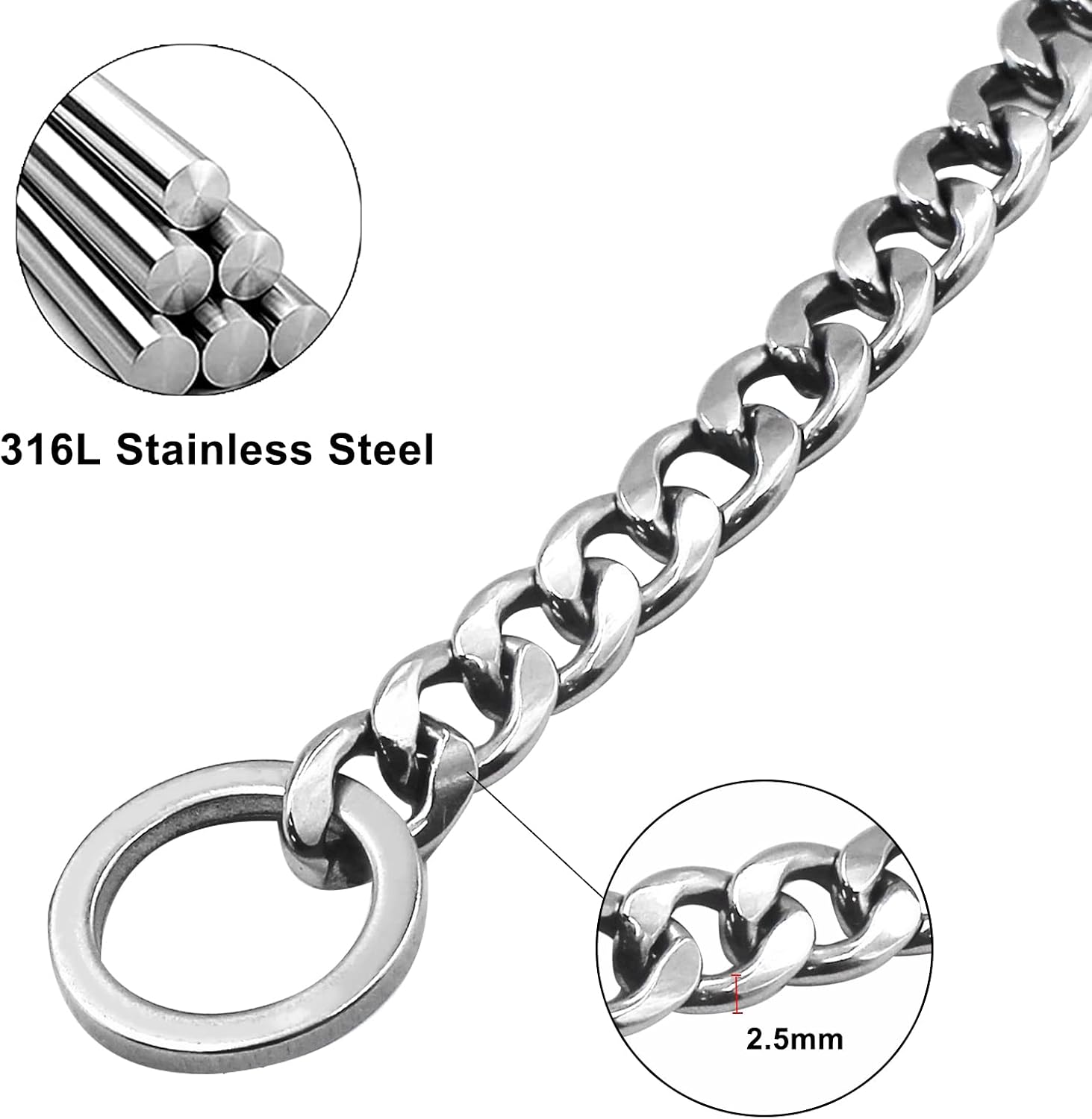 Chain Dog Training Choke Collar, Adjustable Stainless Steel Chain Slip Collar - Image 4