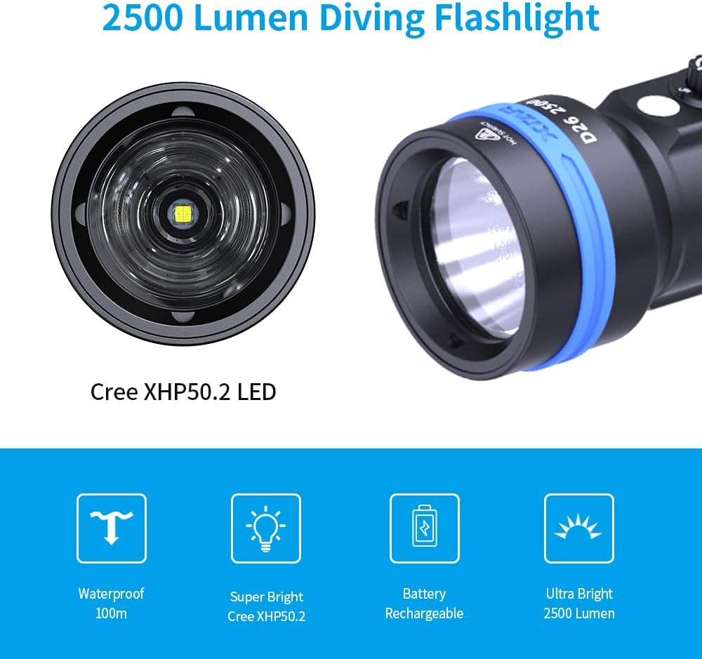 2500 Lumens Scuba Dive Light Waterproof Diving Torch Submarine Diving Lights - Image 2