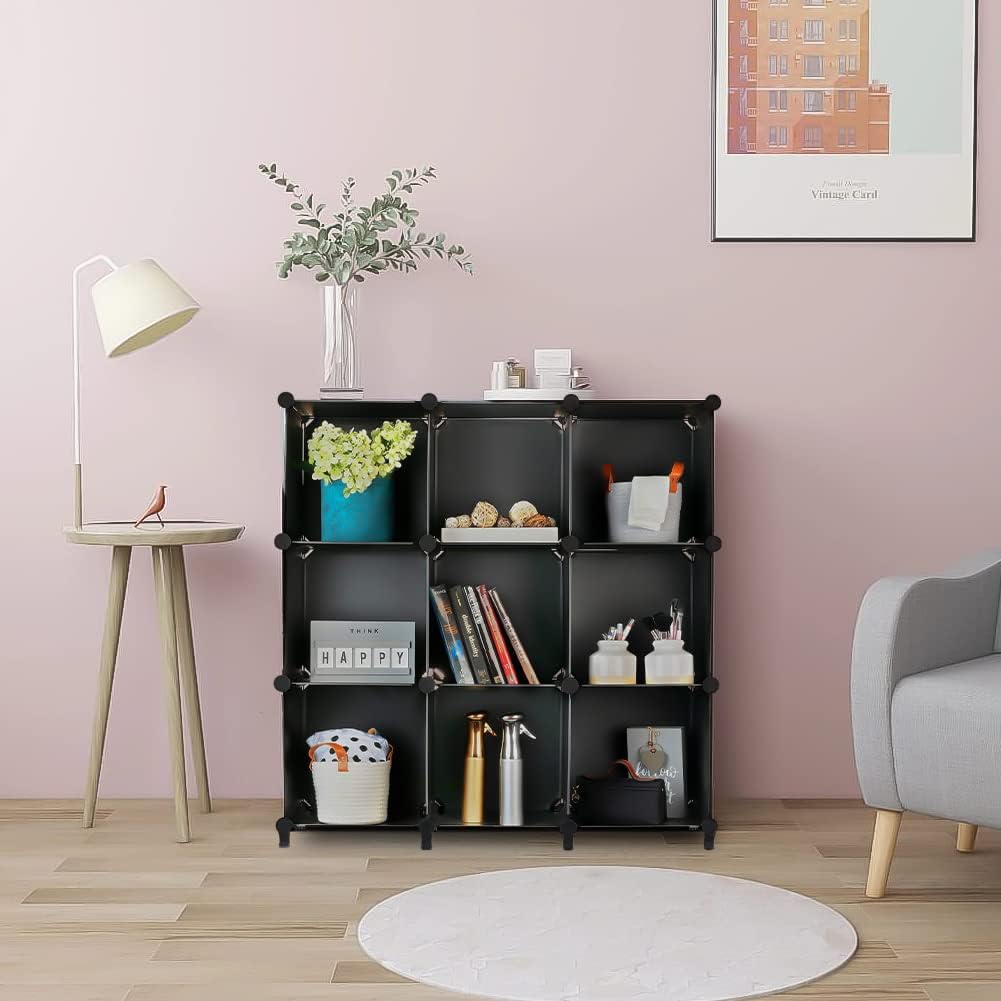 Cube Storage Organizer 9-Cube Closet Organizer with Hammer Cabinet Storage Black - Image 7