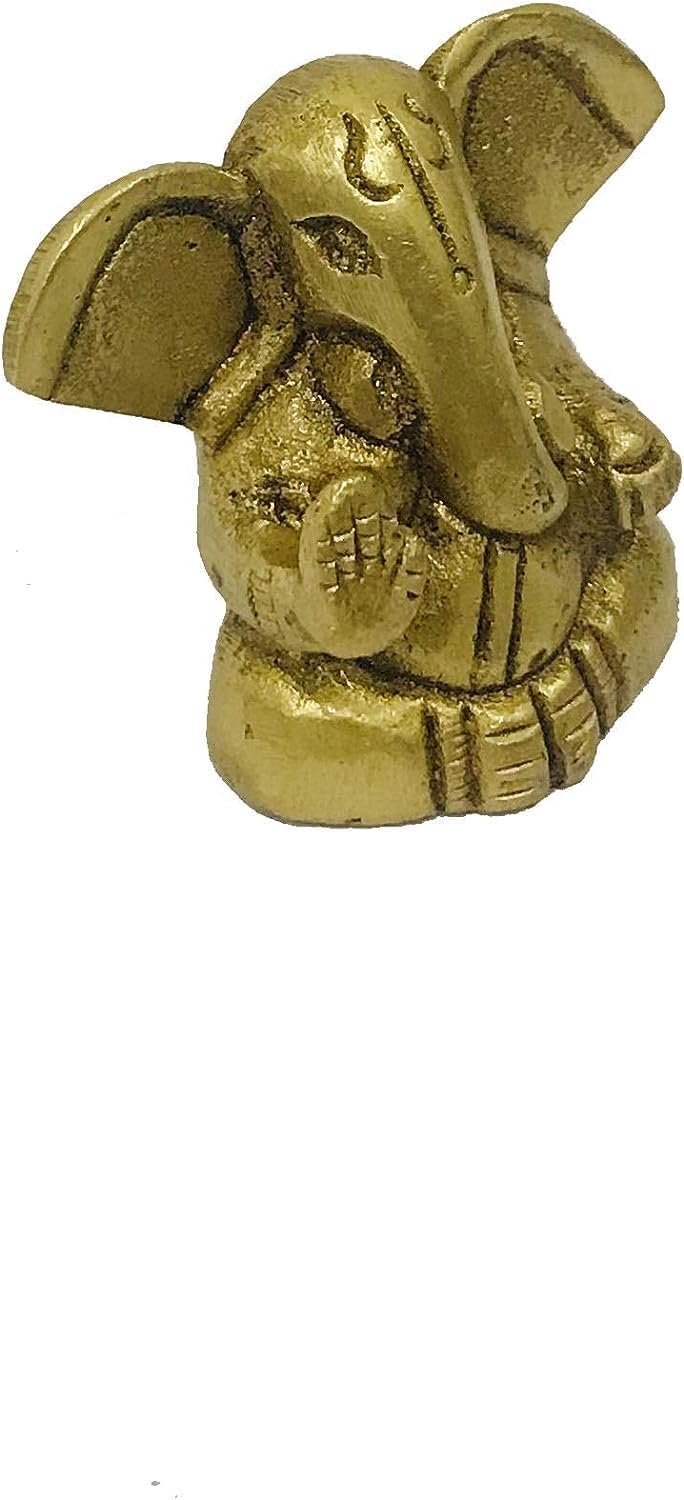 Mini Ganesha Brass Statue Diwali Poojan Ganesh Ji Ganpati Figurine Meditation - Image 2