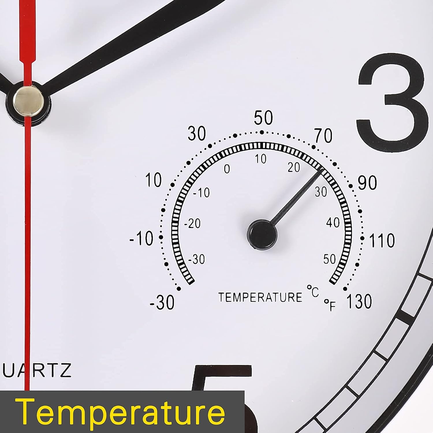 8 Inch White Wall Clock, Sweep Silent Movement Accurate Clocks with Temperature - Image 7