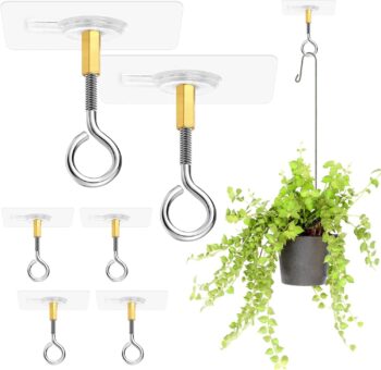 12 Pcs Self Adhesive Ceiling Hooks No Drilling Ceiling Hooks Stainless Steel Eye