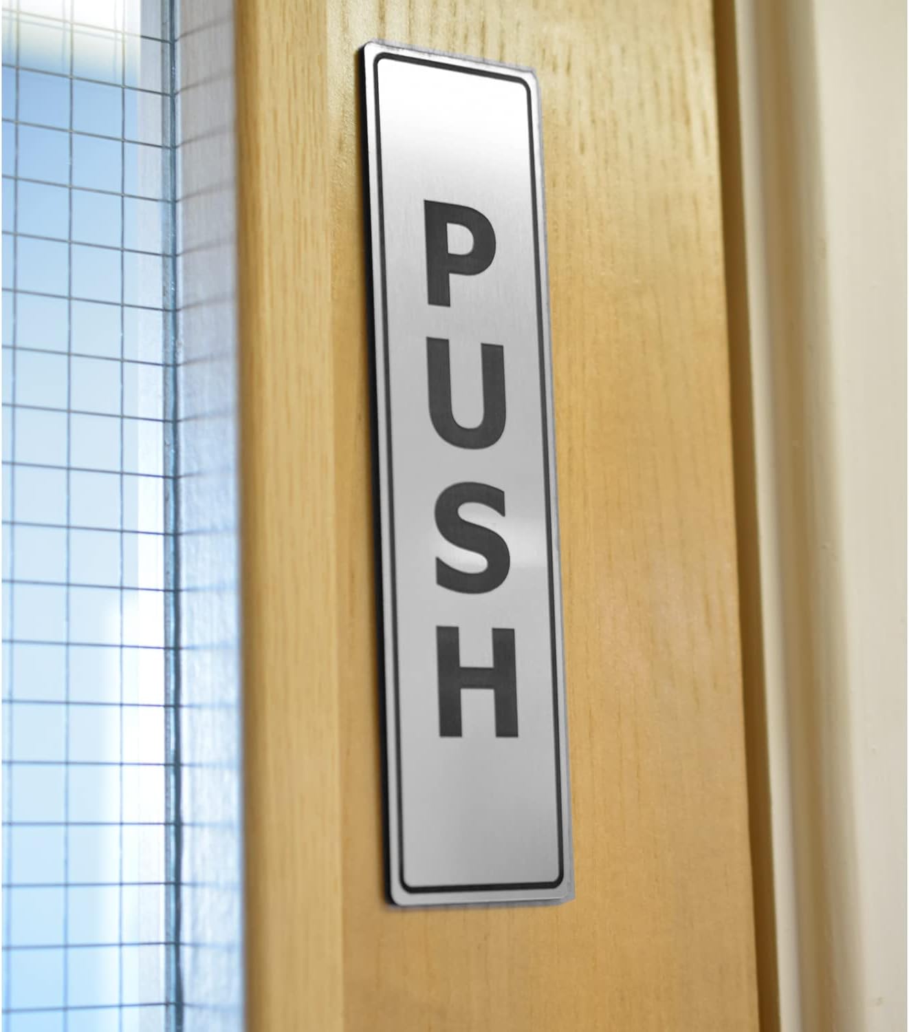 Silver Push Pull Set Pair of Door Signs for Businesses, Restaurants, Bars - Image 7
