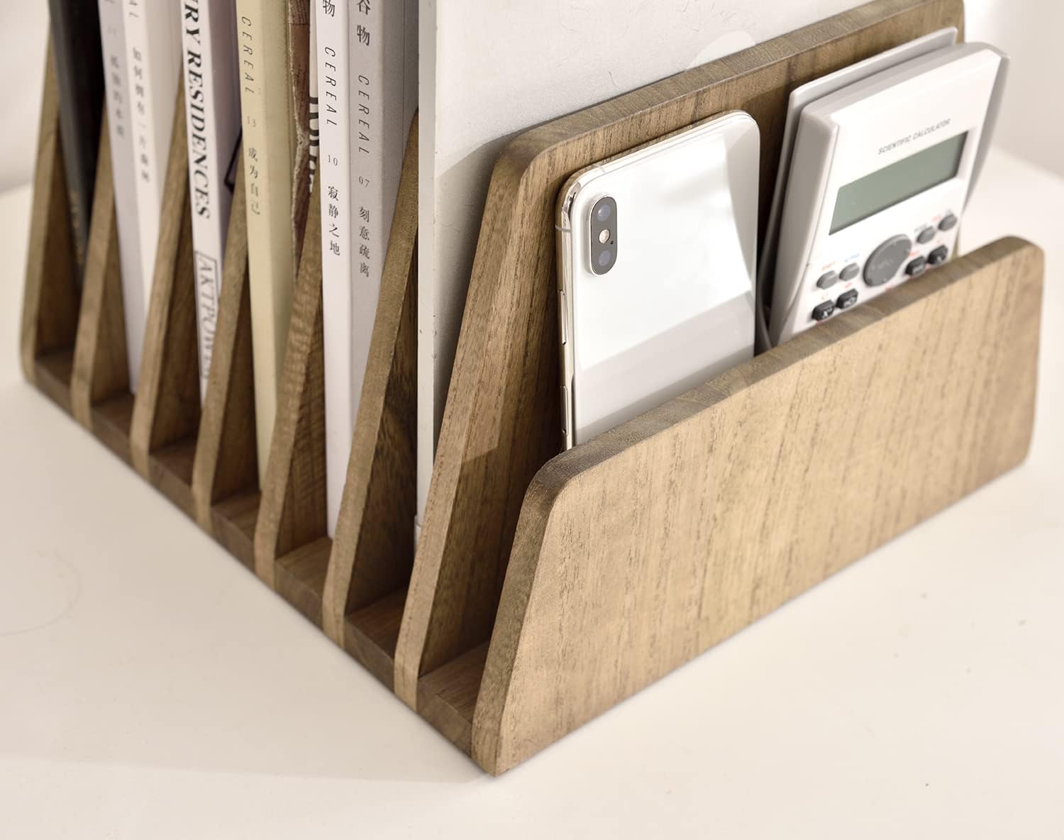 Wooden Desk Mail Organizer 7 Slots File Paper Holder Desktop Wood Document - Image 3