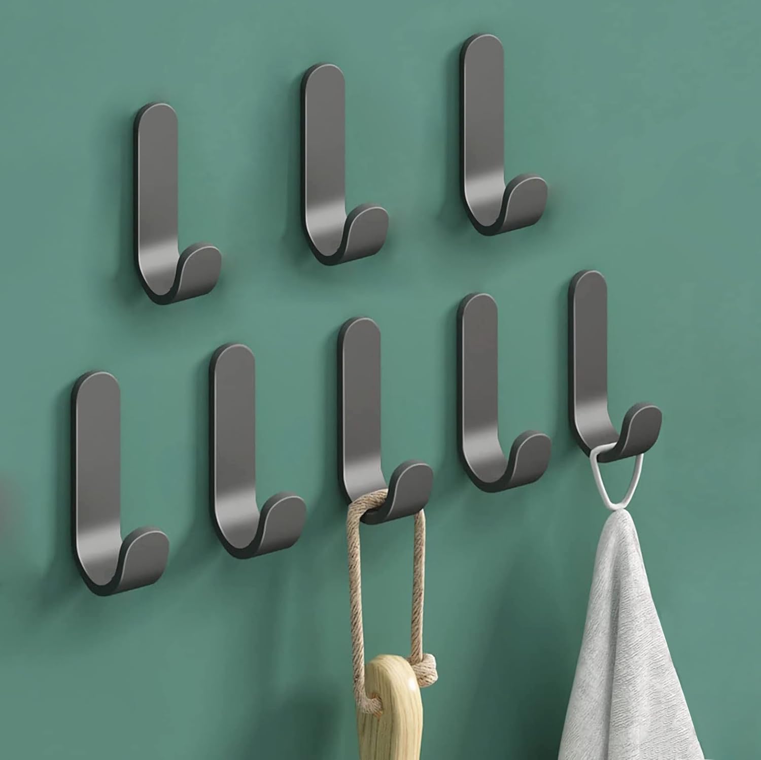 Self Adhesive Wall Hooks, 8 Pieces Heavy Duty Towel Hooks, Wall Hanging Hooks