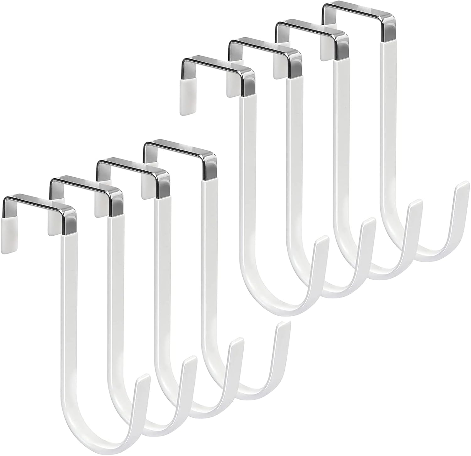 8 Pack Over The Door Hooks, Door Hangers Hooks with Rubber Prevent Scratches