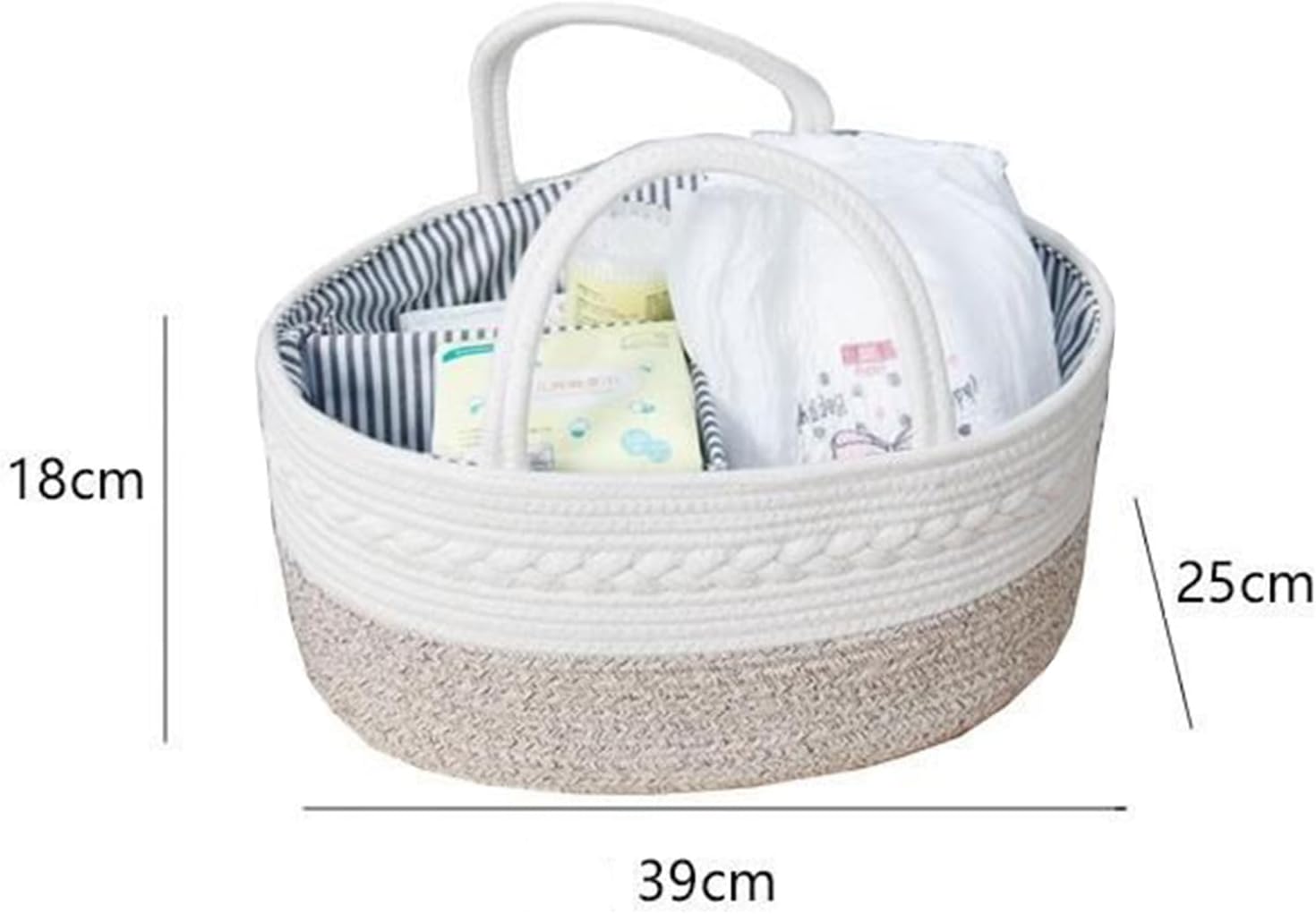 Baby Nappy Caddy, Nappy Organiser, Nursery Bohemian cotton rope storage basket - Image 5