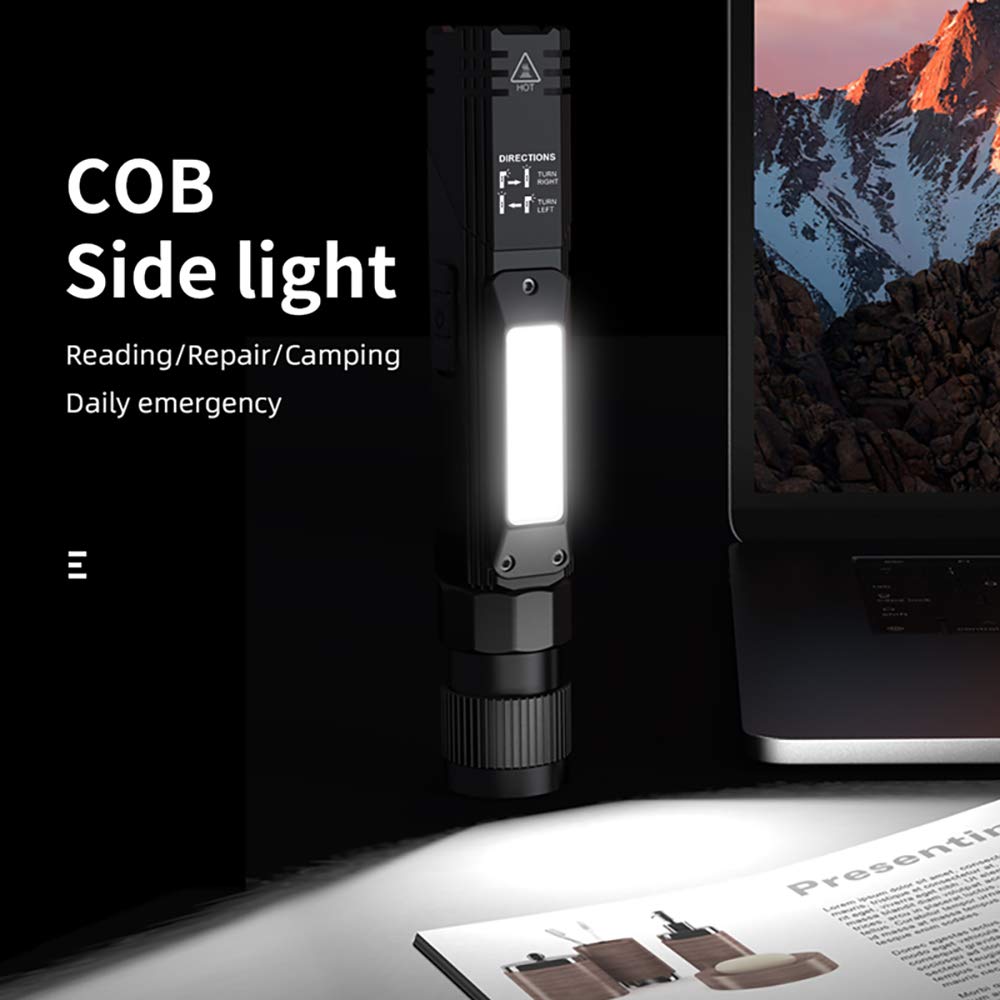 Portable Flashlight, 800 Lumens USB Rechargeable Tactical Flashlight, 90 Degree - Image 6